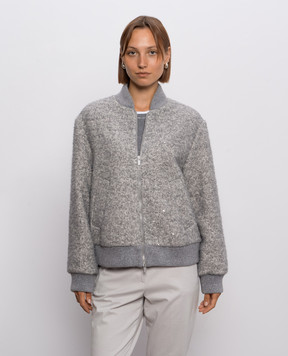 Peserico Grey wool bomber jacket with sequins A21103A7733