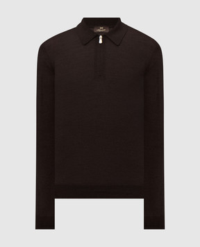 Enrico Mandelli Dark brown wool polo shirt 4K167A5274