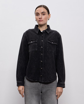 Twinset Black denim shirt with logo 252TT2272