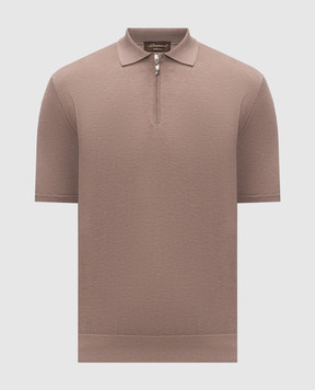 Doriani Cashmere Brown silk polo shirt 18243299299