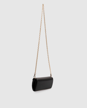Twinset Black leather clutch wallet with metal logo 261TH7014