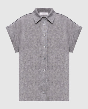 Peserico Gray linen shirt with lapels S0649802629