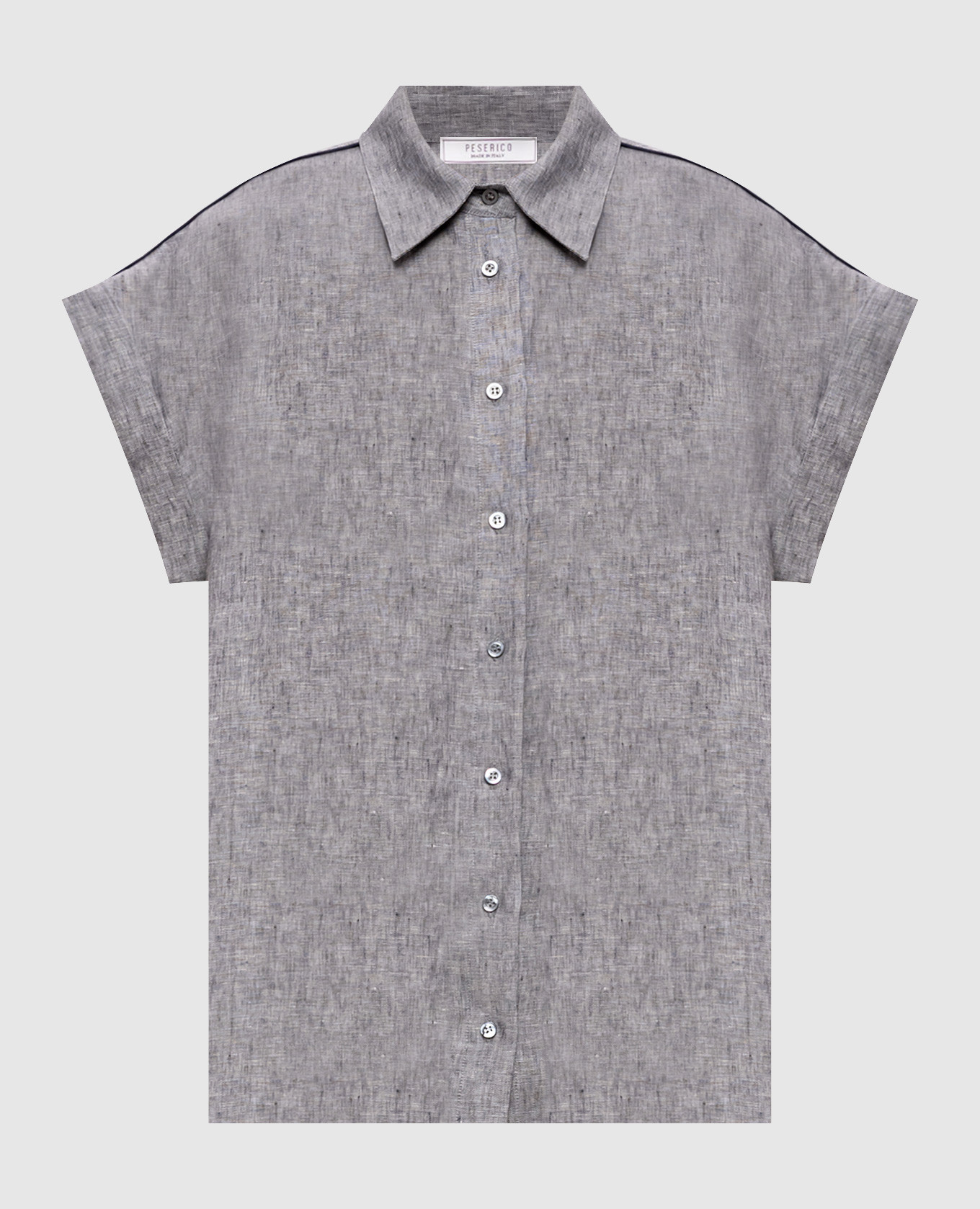 Gray linen shirt with lapels