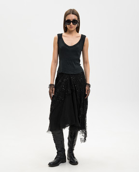 Marc Le Bihan Black ribbed tank top 2841