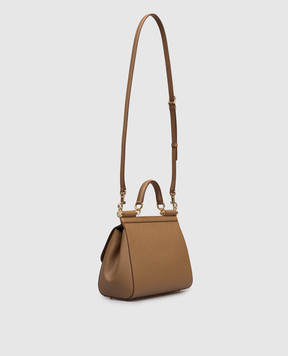 Dolce&Gabbana Brown leather bag Sicily with logo BB6002B1001