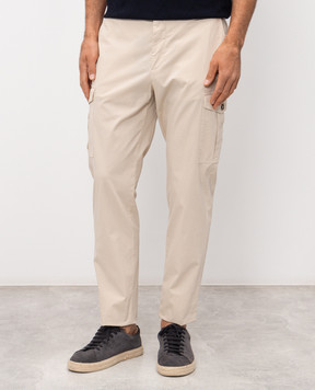 Peserico Beige cargo pants with logo patch R54727T23D00800