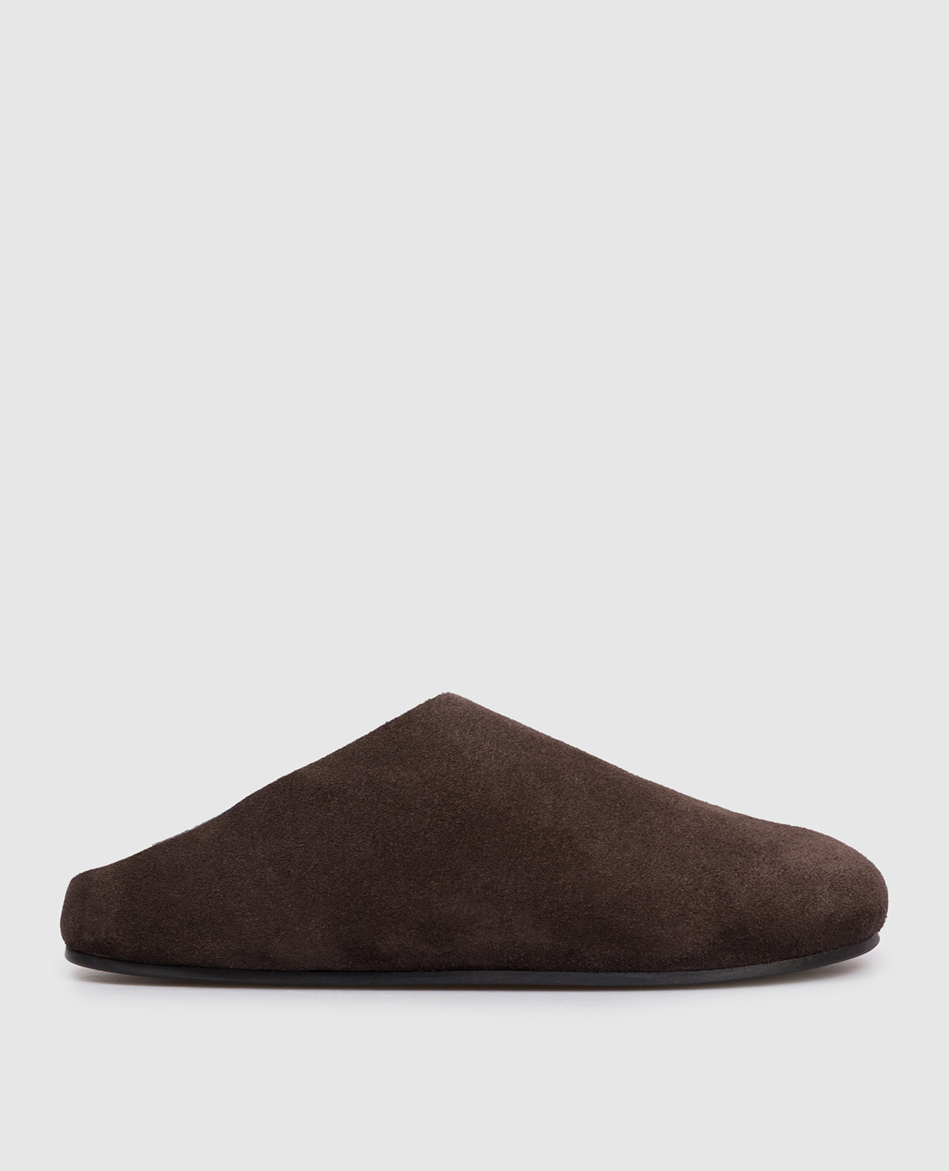 

Hudson brown suede mules with fur trim The Row