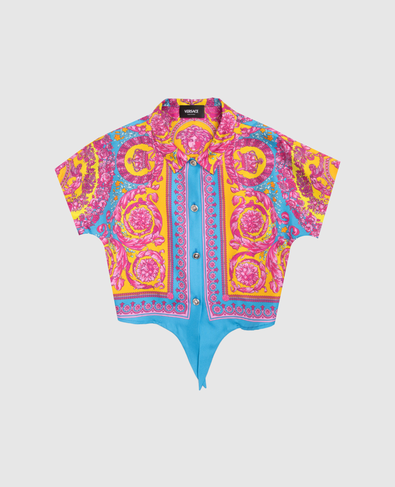 

Children's silk blouse with Electric Barocco print Versace, Blue