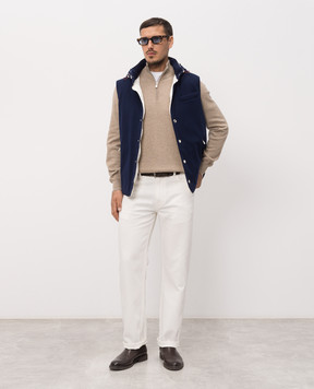 Brunello Cucinelli Blue wool down vest with hood MM4701775