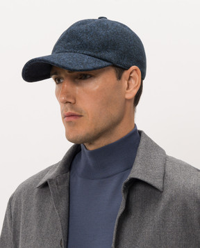 CAPOBIANCO Blue cap with wool 21MC1FS00