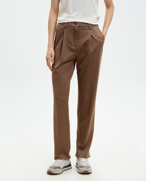Marco Pescarolo Zeza brown silk pants ZEZAD53Y08