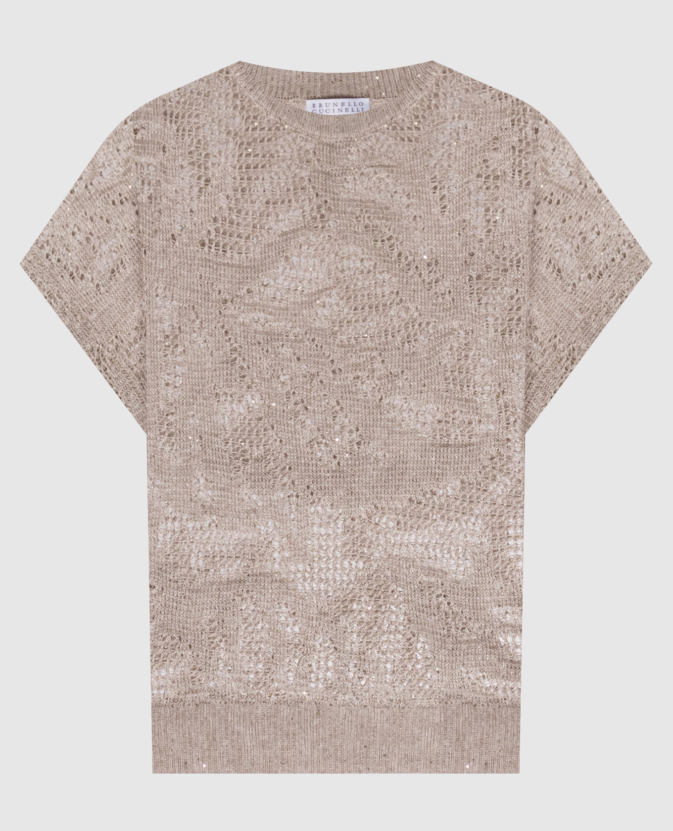 

Beige linen top with sequins Brunello Cucinelli