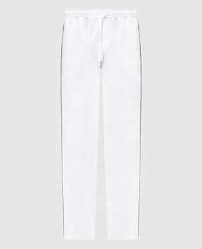 Dolce&Gabbana White pants with a woven pattern in pajama style GVRMATFU5YX