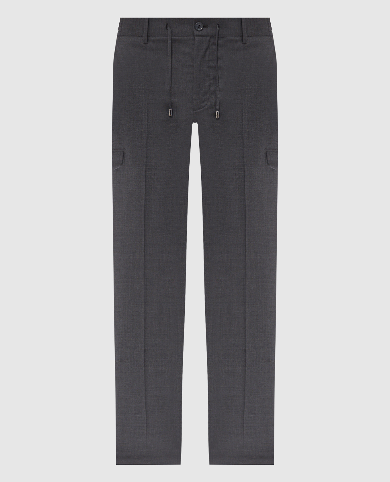 Grey wool cargo pants with emblem