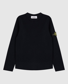 Stone Island Children's blue wool sweater with logo K2S165100010S0C0268