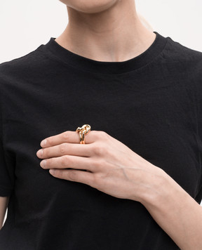 Reco Golden ring with textured knot AN308