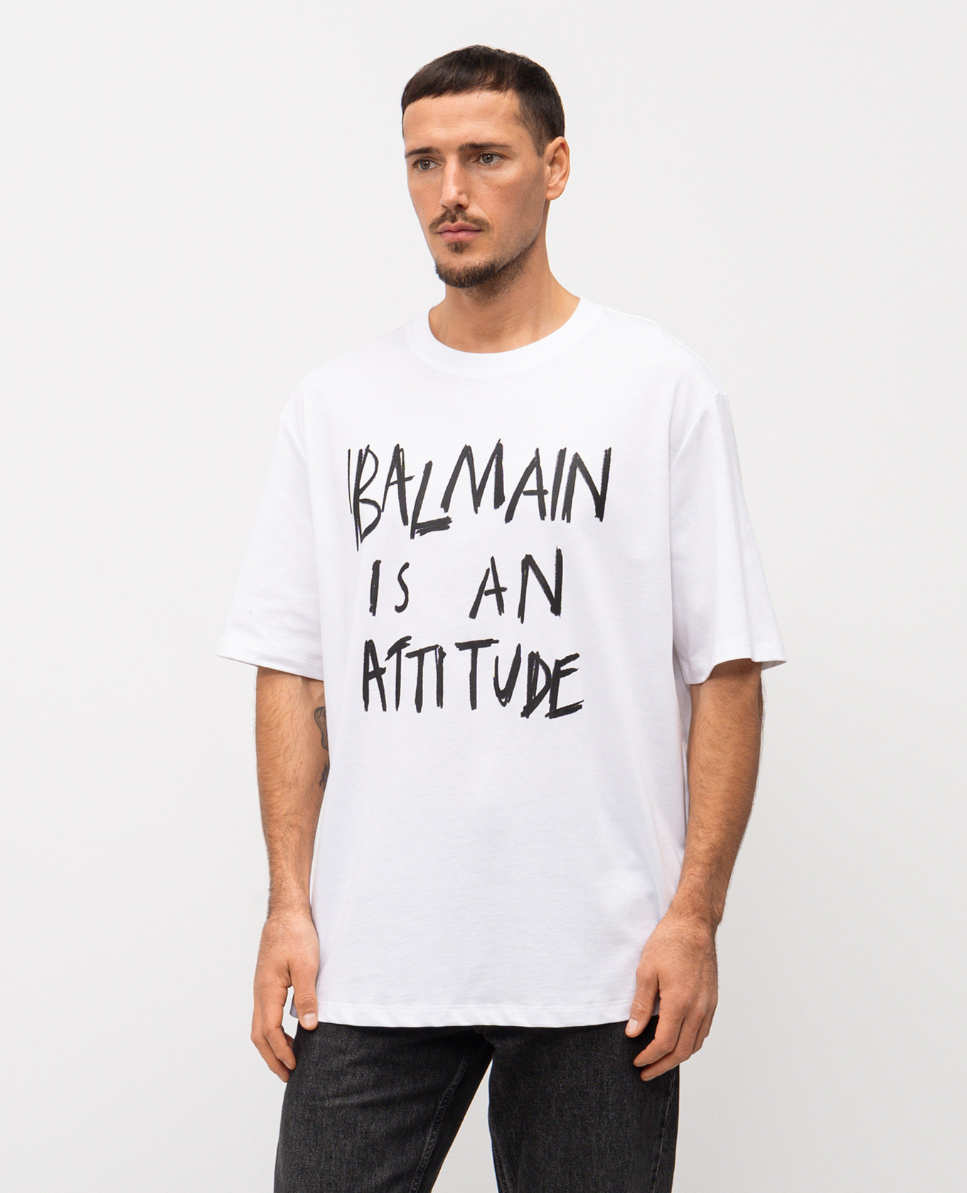 White T-shirt with contrast print Balmain 3