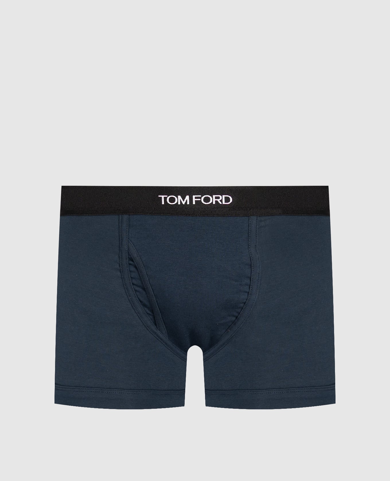 Blue boxer briefs with logo pattern