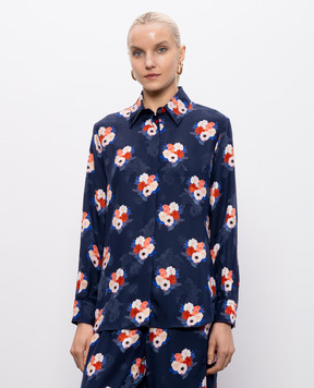 Fendi Blue silk blouse with floral print FS8357AW9H