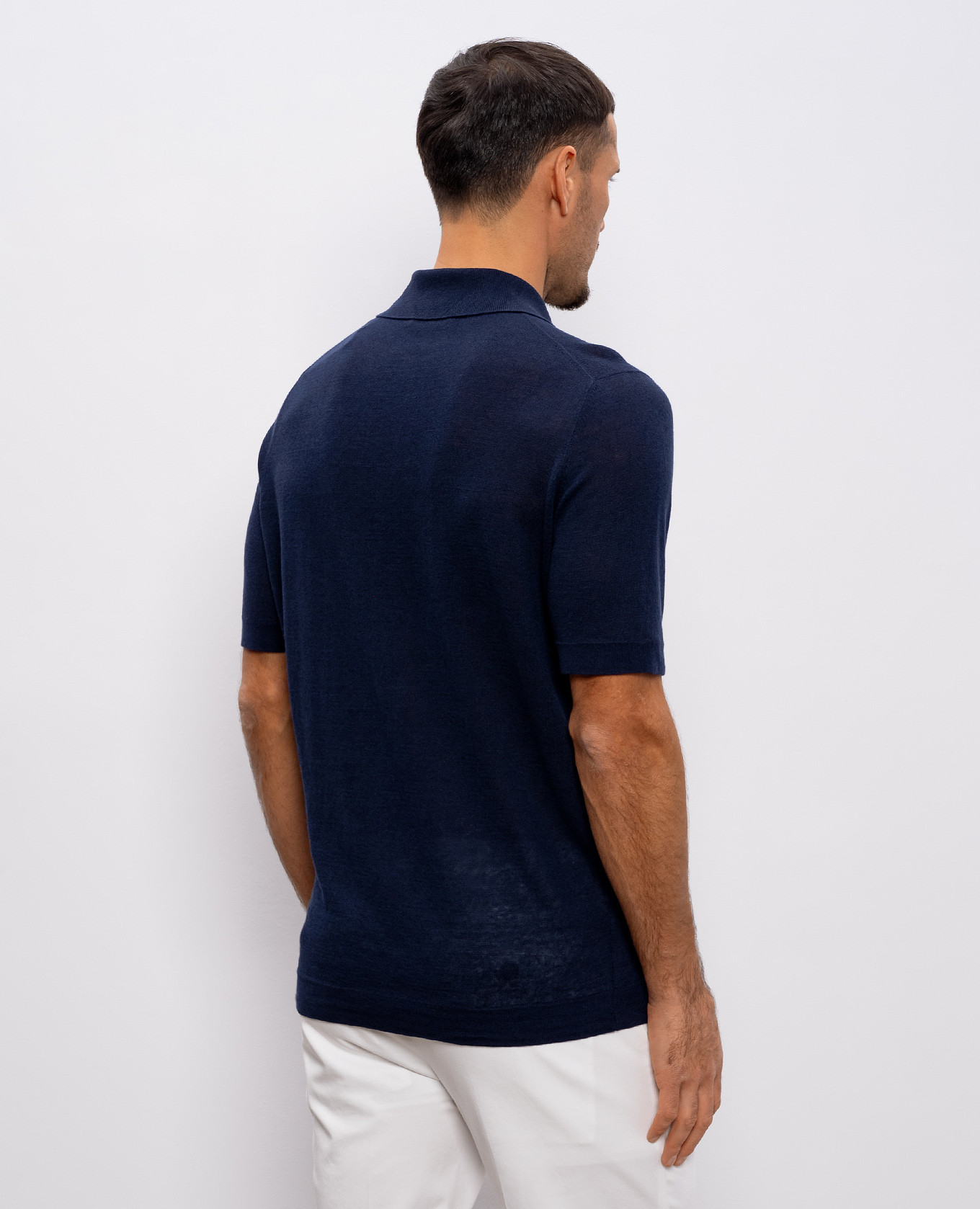 Blue polo with linen Brunello Cucinelli 4