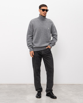 Sporty & Rich Gray wool sweater with monogram embroidery WS08262302GY04