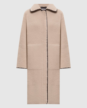 Babe Pay Pls Beige sheepskin coat with contrasting trim 2541CURLY