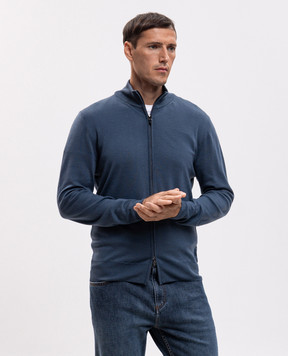 Canali Blue wool cardigan MK01149C0022