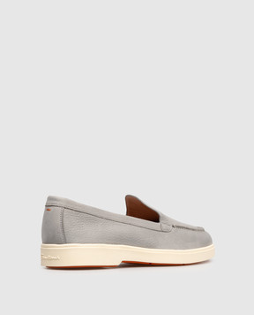 Santoni Grey nubuck loafers with logo WUYA58856TISNPRX