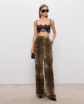 Dolce&Gabbana Brown leopard print wool pants FTBMPTFSBAV