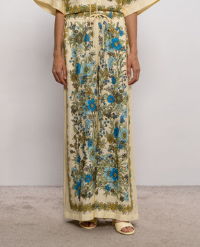 Alemais Sophia yellow printed linen pants 7297P