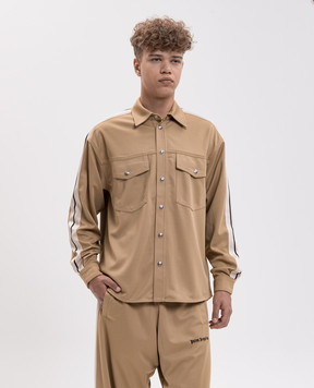 Palm Angels Beige shirt with logo embroidery PAMBN002FB001