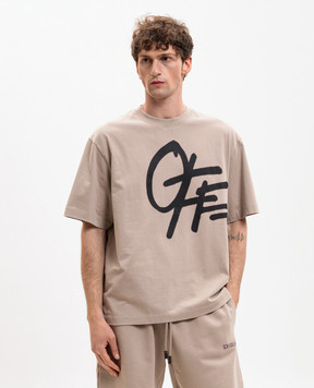 Off-White Beige T-shirt with Spray logo print 44MAA120S26J00T
