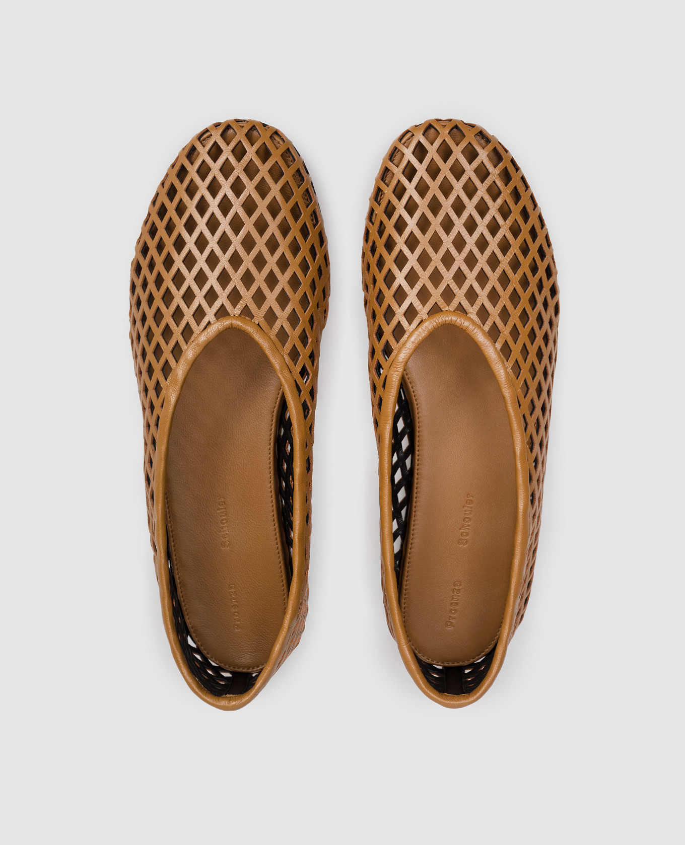 Tee brown leather ballet flats with perforations PROENZA SCHOULER 4