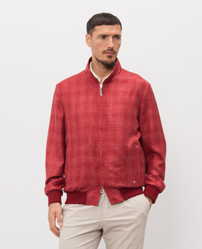 Stefano Ricci Red checked jacket made of cashmere, silk and linen MZJ6100020C169HA