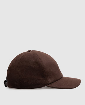 Stefano Ricci Brown cashmere cap with monogram embroidery MCV63NV11FC0001T
