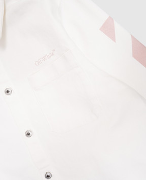 Off-White Children's white denim shirt with logo print 44GYD002S26D001