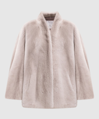 Beige mink fur coat