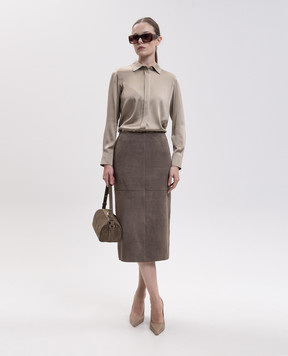 Max Mara Weekend Suede skirt PALMI khaki WKDPALMI