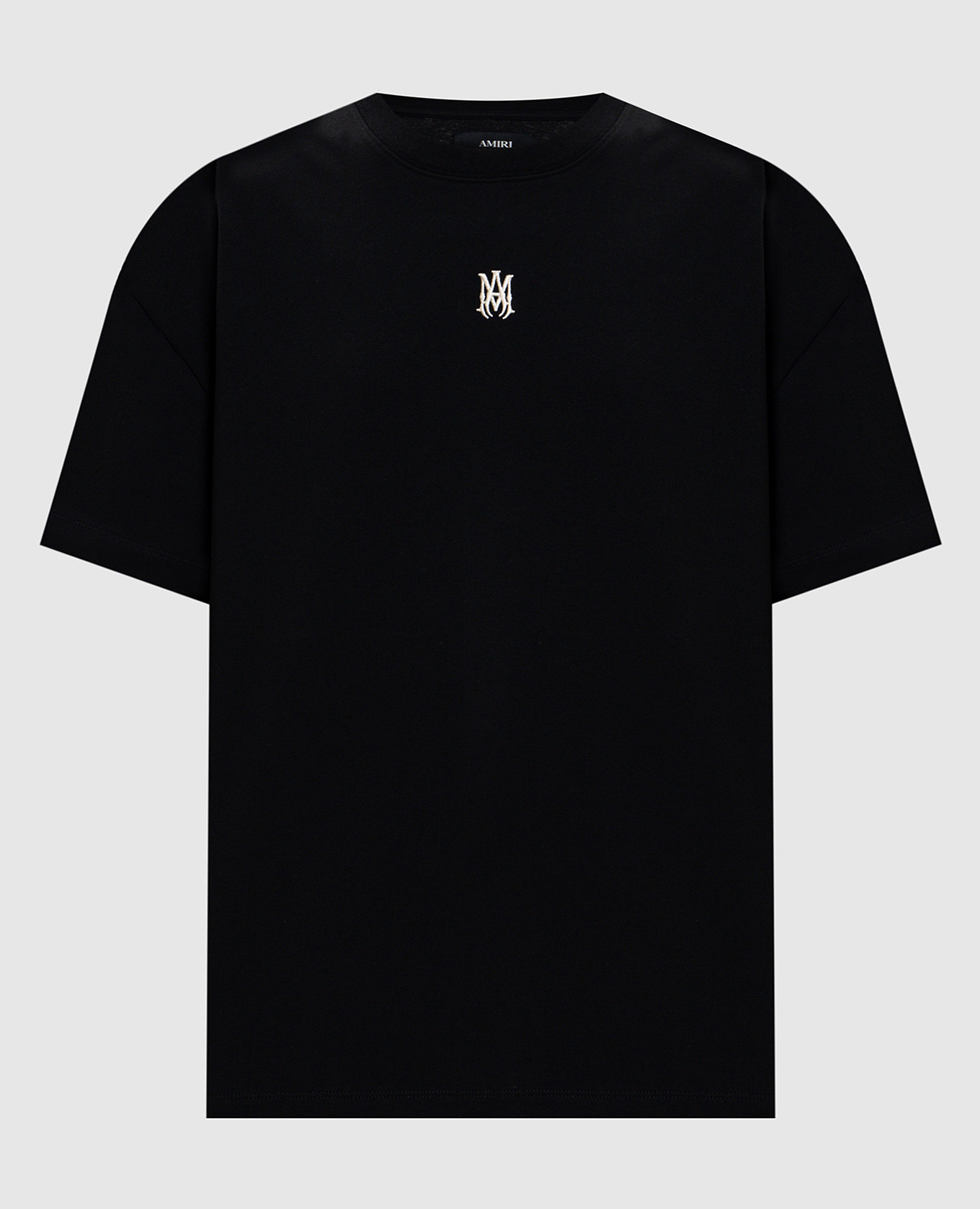 Black T-shirt with embroidered monogram