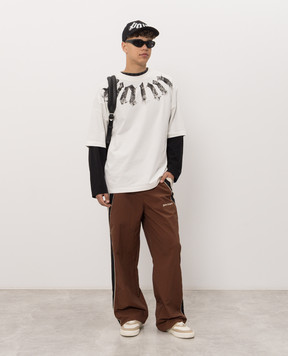 Palm Angels Ivory T-shirt with logo print PAMAA003JR001m
