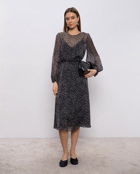Max Mara Black MSTCAMPO silk polka dot dress MSTCAMPO
