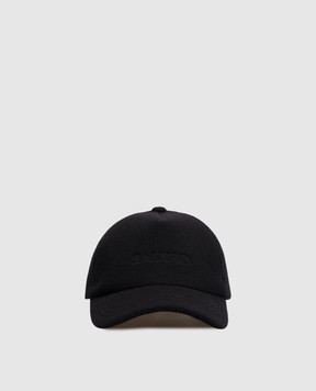 Balmain Black wool cap with logo embroidery HH1XA590WD62