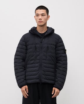 Stone Island Blue down jacket with logo K2S154100020S0183