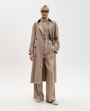 Brunello Cucinelli Brown linen pants with lurex MH526P8884