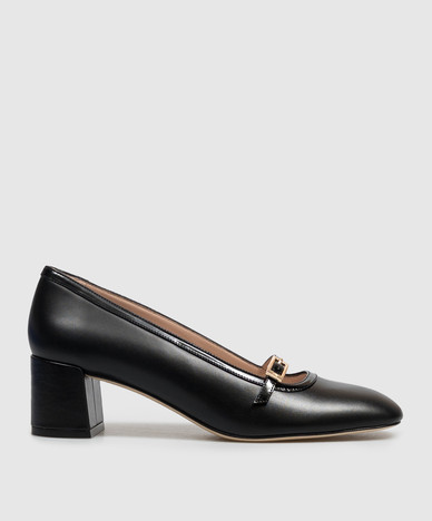 Georgie black leather shoes
