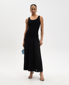 Juun.j Black midi dress with pleating JW6371W045