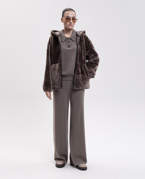 Babe Pay Pls Brown sheepskin coat with zipper 2536SETA