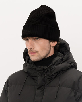 Iceberg Black wool hat with logo embroidery 30409005
