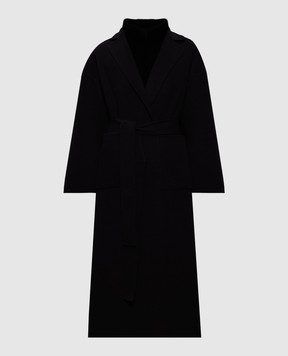 Babe Pay Pls Black wool and cashmere coat with a smell AMAYUGA
