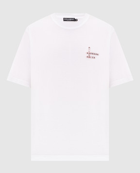 Dolce&Gabbana White Crossword T-shirt with logo print G8PN9TG7QAV